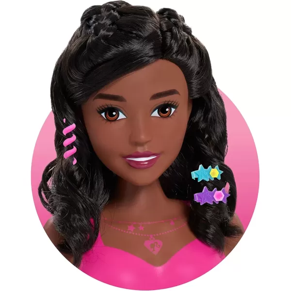 imageBarbie Fashionistas 8Inch Styling Head Brown Hair 20 Pieces Include Styling Accessories Kids Toys for Ages 3 Up by Just PlayBlack Hair