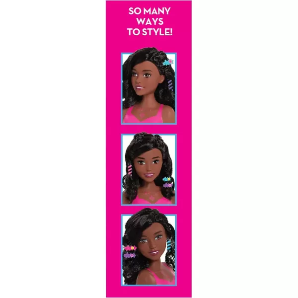 imageBarbie Fashionistas 8Inch Styling Head Brown Hair 20 Pieces Include Styling Accessories Kids Toys for Ages 3 Up by Just PlayBlack Hair