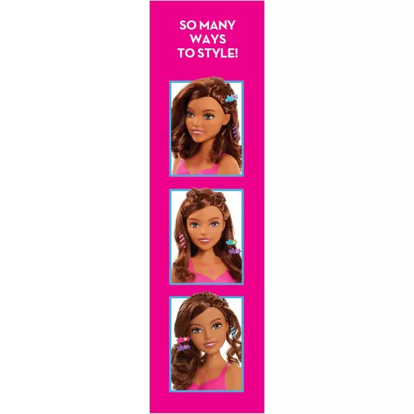 imageBarbie Fashionistas 8Inch Styling Head Brown Hair 20 Pieces Include Styling Accessories Kids Toys for Ages 3 Up by Just PlayBrown Hair