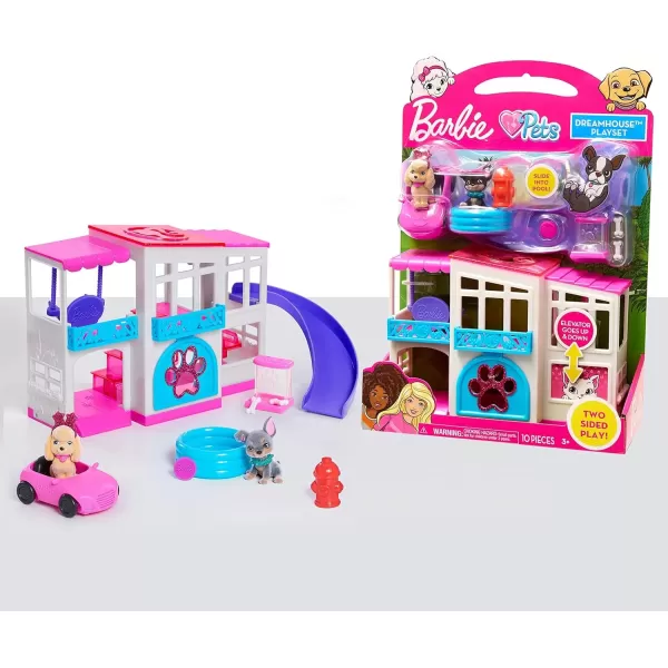 imageBarbie Pet Dreamhouse 2Sided Playset 10pieces Include Pets and Accessories 1inch Pets Kids Toys for Ages 3 Up by Just Play