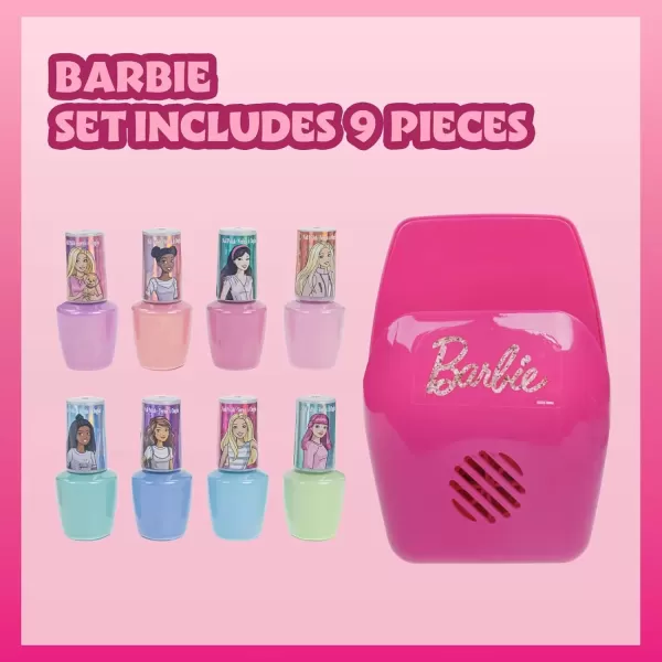 imageBarbie Townley Girl NonToxic PeelOff WaterBased Safe Nail Polish Set with Nail Dryer for Kids Batteries Not Included Ages 3 and UpBarbie