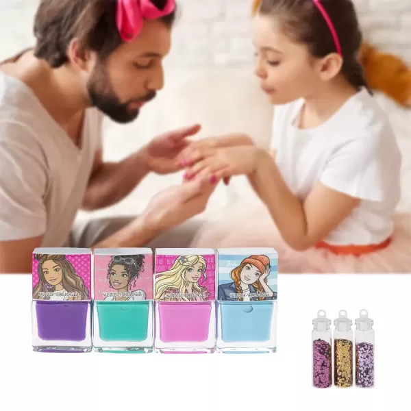 imageBarbie Townley Girl Water Based PeelOff Nail Polish Set with Shimmery Colors Gem Wheel ampamp Nail Accessories for Girls ampamp Teens Ages 3 Perfect for Parties ampamp Sleepovers 10 Pc Set