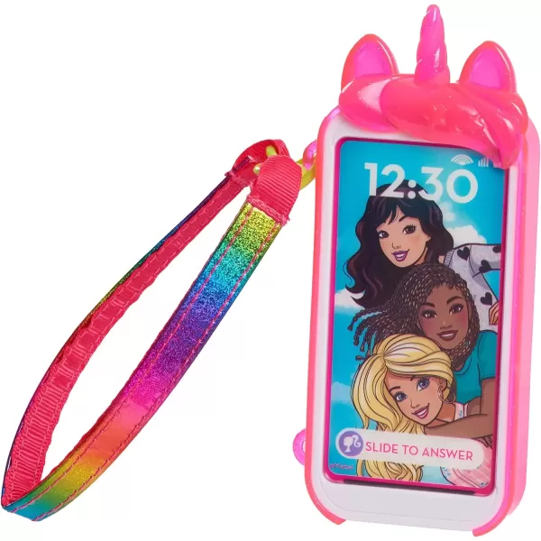 imageBarbie Unicorn Play Phone Set with Lights and Sounds Unicorn Phone Case and Wristlet Toy Cell Phone for Kids Kids Toys for Ages 3 Up by Just Play