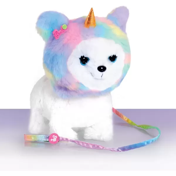 imageBarbie Walking 10inch Puppy with Glittering Eyes and Unicorn Hat Barks and Walks Kids Toys for Ages 3 Up by Just PlayMulticolor
