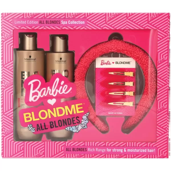 imageBlondMe x BARBIE Home Spa Collection  All Blondes Kit  Nourishing and Hydrating Treatment for Shiny Hair  Moisturizing Shampoo for Normal to Coarse Color Treated and Natural Blonde Hair