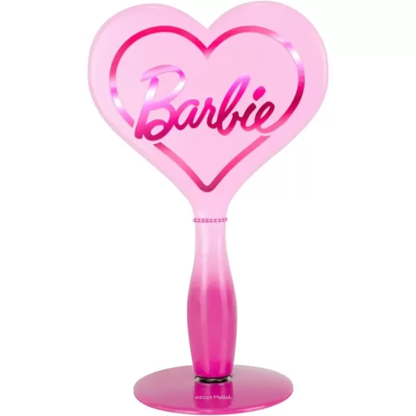 imageImpressions Vanity Barbie LED Handheld Makeup Mirror with Standing Base Portable Travel Hand Held Mirror with Heart Shaped Lighting Adjustable Brightness Magnetic Ball Stand