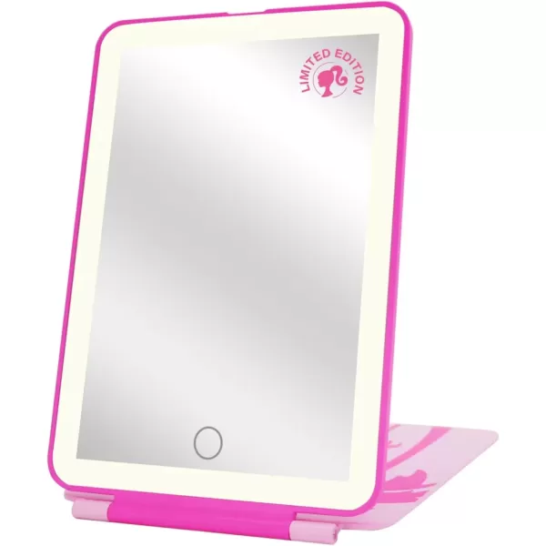 imageImpressions Vanity Barbie Touch Pad Mini LED Makeup Mirror for Purse Ultra Slim Travel Mirror with Tri Tone Lights Flip Cover Adjustable Brightness and Touch Screen Switch