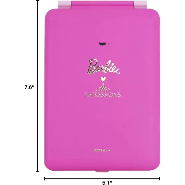 imageImpressions Vanity Barbie Touch Pad Mini LED Makeup Mirror for Purse Ultra Slim Travel Mirror with Tri Tone Lights Flip Cover Adjustable Brightness and Touch Screen Switch