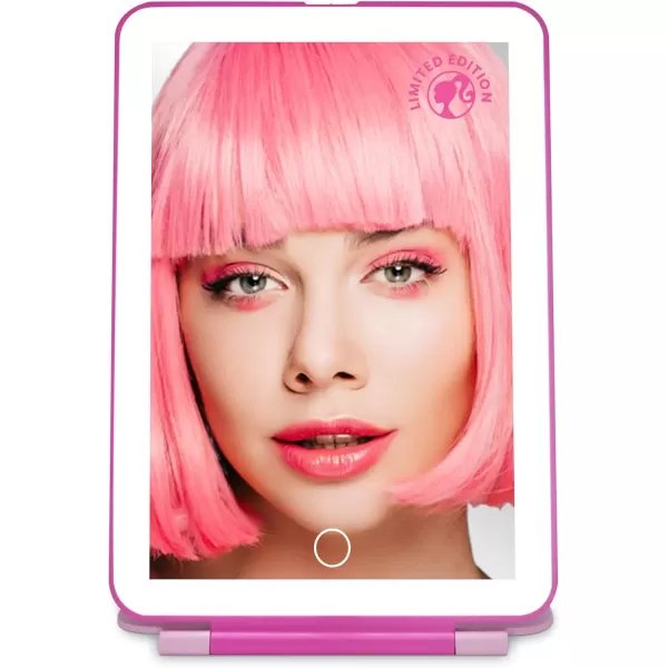 imageImpressions Vanity Barbie Touch Pad Mini LED Makeup Mirror for Purse Ultra Slim Travel Mirror with Tri Tone Lights Flip Cover Adjustable Brightness and Touch Screen Switch