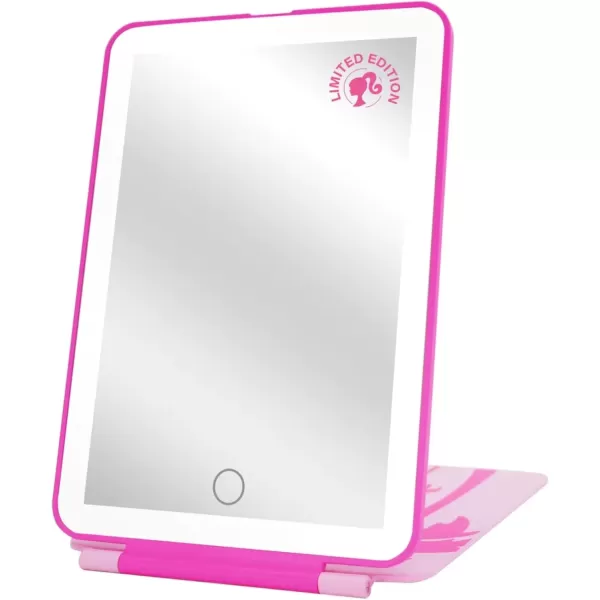 imageImpressions Vanity Barbie Touch Pad Mini LED Makeup Mirror for Purse Ultra Slim Travel Mirror with Tri Tone Lights Flip Cover Adjustable Brightness and Touch Screen Switch