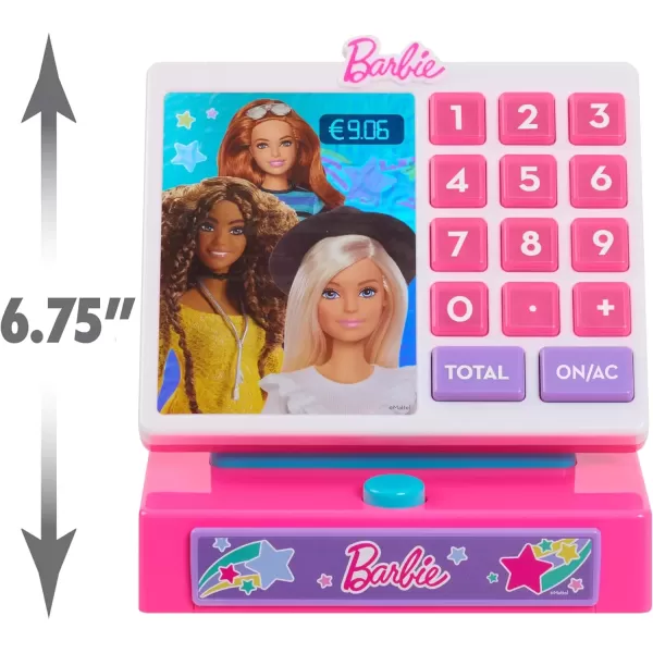 imageJust Play Barbie Trendy Cash Register with Sounds Pretend Money and Credit Card Reader 9 Piece Playset Kids Toys for Ages 3 Up