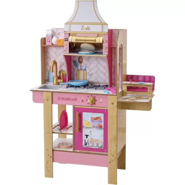 imageKidKraft Cook with Barbie Wooden Play Kitchen with Lights Sounds WaterReveal Food and 30 AccessoriesMulti