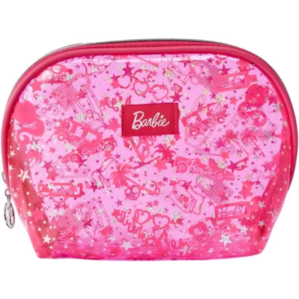 imageMINISO Barbie Collection Translucent Cosmetic Bag Makeup Bag Zipper Cute Pouches Chic Rose Red Beauty Organizer Travel Toiletry for Girls WomenRose Red