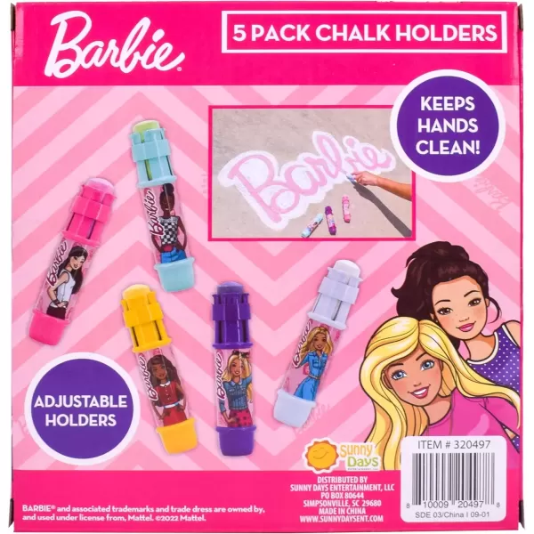 imageSunny Days Entertainment Barbie Jumbo Chalk Holders  5 Chalk Sticks with Holders for Kids  Barbie Outdoor Toys