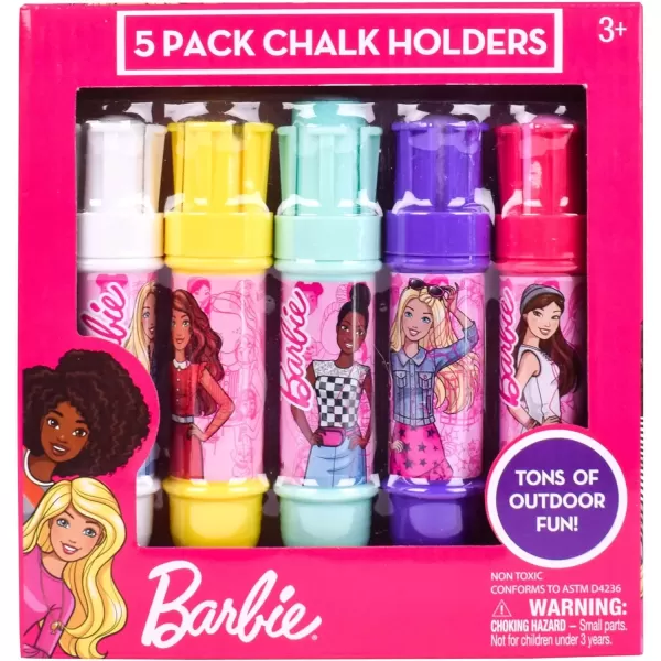 imageSunny Days Entertainment Barbie Jumbo Chalk Holders  5 Chalk Sticks with Holders for Kids  Barbie Outdoor Toys