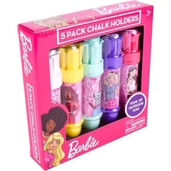 imageSunny Days Entertainment Barbie Jumbo Chalk Holders  5 Chalk Sticks with Holders for Kids  Barbie Outdoor Toys