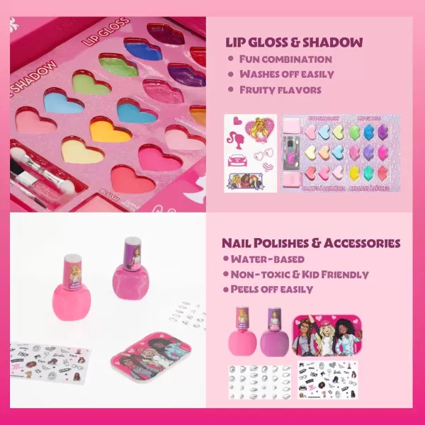 imageTownley Girl Barbie Beauty Vanity Set with LightUp Mirror  Includes Lip Gloss Eye Shadow Brushes Nail Polish Accessories and More Ages 3  Perfect for Parties Sleepovers and Makeovers