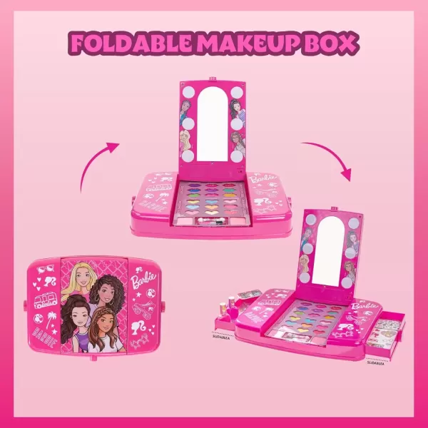 imageTownley Girl Barbie Beauty Vanity Set with LightUp Mirror  Includes Lip Gloss Eye Shadow Brushes Nail Polish Accessories and More Ages 3  Perfect for Parties Sleepovers and Makeovers