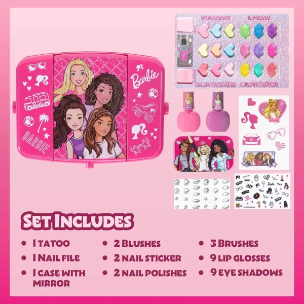 imageTownley Girl Barbie Beauty Vanity Set with LightUp Mirror  Includes Lip Gloss Eye Shadow Brushes Nail Polish Accessories and More Ages 3  Perfect for Parties Sleepovers and Makeovers