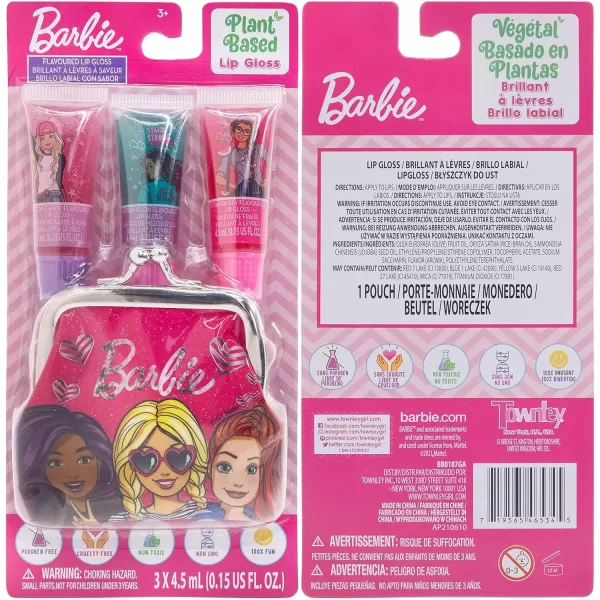 imageTownley Girl Barbie Coin Purse and PlantBased Lip Gloss Set Cute Pouch Wallet Small Money Bag Toy Ages 3 and Up015 Fl Oz Pack of 1