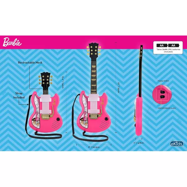 imageeKids Barbie Kids Guitar with Builtin Music and Whammy Bar Musical Toy Guitar for Fans of Barbie Toys for Girls