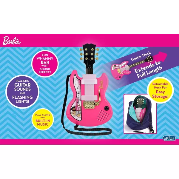 imageeKids Barbie Kids Guitar with Builtin Music and Whammy Bar Musical Toy Guitar for Fans of Barbie Toys for Girls