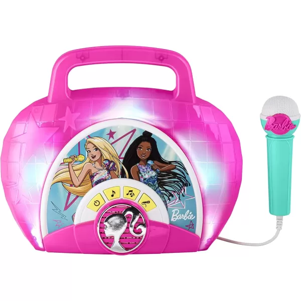 imageeKids Barbie Sing Along Boom Box Speaker with Microphone for Fans of Barbie Toys Kids Karaoke Machine with Built in Music and Flashing Lights