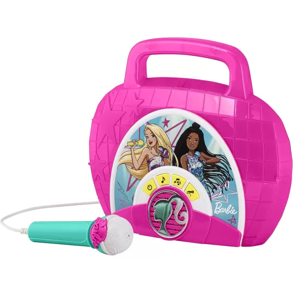 imageeKids Barbie Sing Along Boom Box Speaker with Microphone for Fans of Barbie Toys Kids Karaoke Machine with Built in Music and Flashing Lights