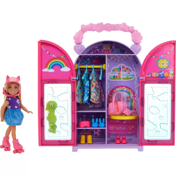 imageBarbie Chelsea Doll ampamp Closet Toy Playset with 15 Pieces Clothes ampamp Accessories Included Foldable Set for OnTheGo Play ampamp Storage