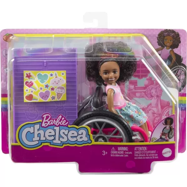 imageBarbie Chelsea Doll ampamp Wheelchair with Moving Wheels Ramp Sticker Sheet ampamp Accessories Small Doll with Blonde HairMulticolor