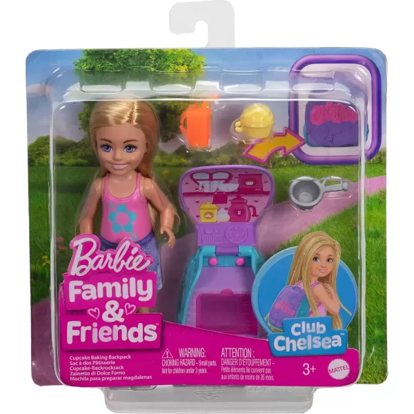 imageBarbie Family ampamp Friends Cupcake Baking Backpack Blonde Chelsea Doll Wearable Backpack with Baking Play Pieces