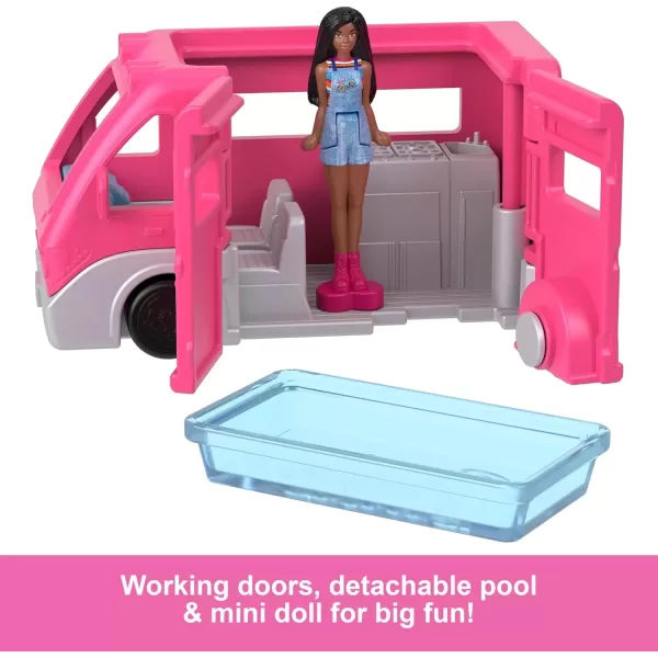 imageBarbie Mini BarbieLand Doll ampamp Toy Vehicle Set 15inch Doll ampamp DreamCamper with Working Doors ampamp ColorChange Pool