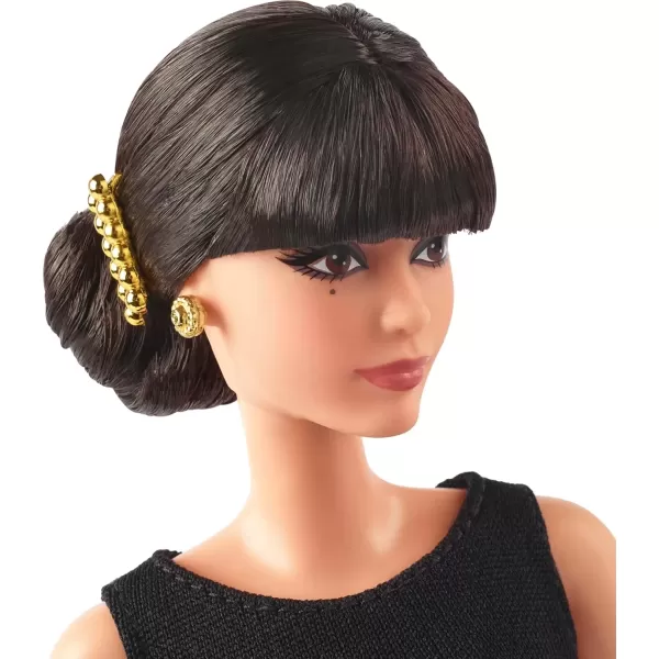 imageBarbie Signature Tribute Collection Rita Moreno Collectible Doll in Black ampamp Gold Gown with Gloves and Shoes Includes Doll Stand