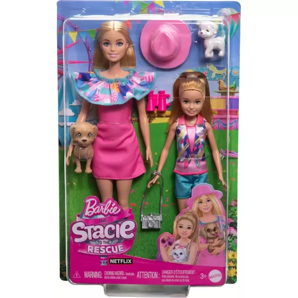 imageBarbie ampamp Stacie Doll Set with 2 Pet Dogs ampamp Accessories Dolls with Blonde Hair ampamp Blue Eyes Summer Clothes