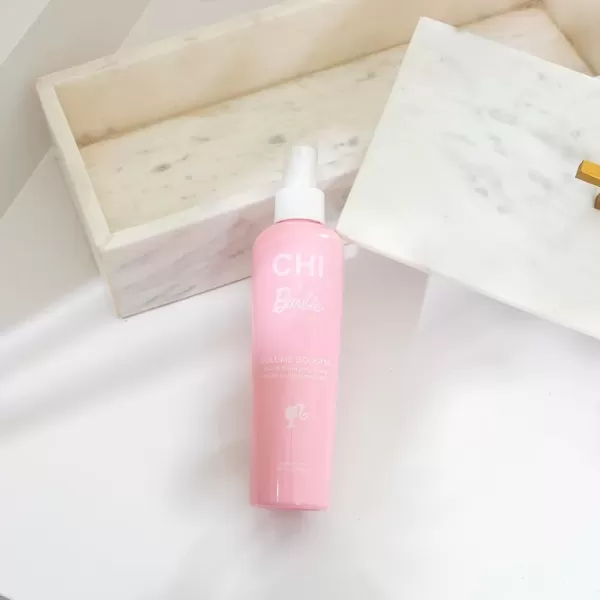 imageCHI x Barbie 44 Iron Guard Thermal Protection Spray Nourishing Formula Helps Resist Heat Damage To Hair ampamp Tame Frizz Barbie Inspired Design 8 OzVolume Booster