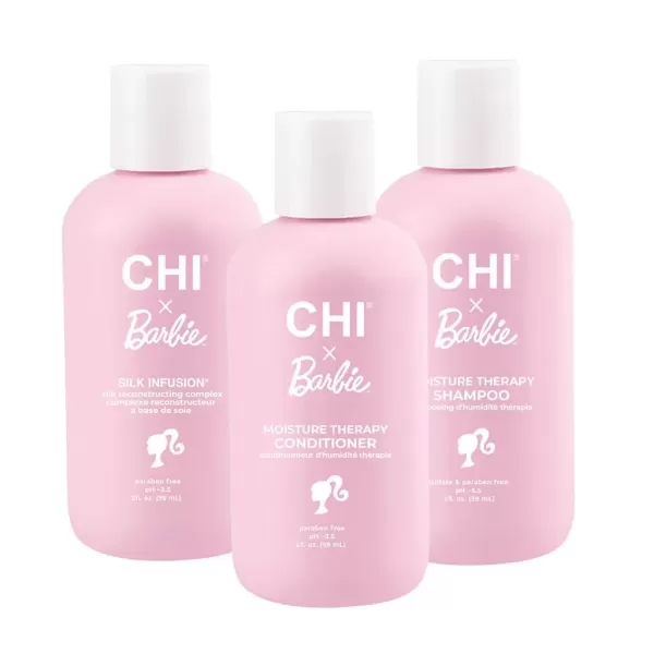 imageCHI x Barbie Trio Ornament Travel Kit Includes Moisturizing Silk Infusion Moisture Therapy Shampoo ampamp Moisture Therapy Conditioner 2 Oz Pack of 3