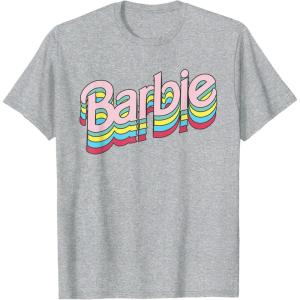 imageBarbie  Stacked Logo TShirtHeather Grey