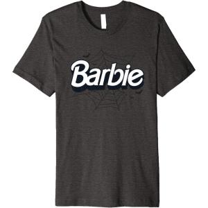 imageBarbie  Halloween Spiderweb Logo Premium TShirtDark Heather Grey