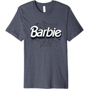 imageBarbie  Halloween Spiderweb Logo Premium TShirtHeather Blue