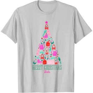 imageBarbie Merry Christmas Tree TShirtSilver Grey