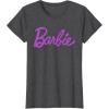 imageBarbie  Classic Script Purple Logo TShirtDark Heather Grey