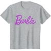 imageBarbie  Classic Script Purple Logo TShirtHeather Grey