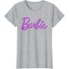 imageBarbie  Classic Script Purple Logo TShirtHeather Grey