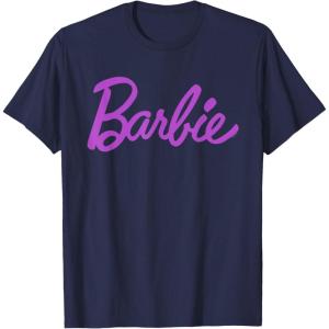 imageBarbie  Classic Script Purple Logo TShirtNavy Blue