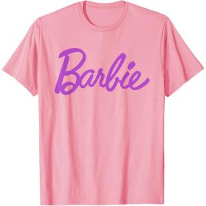 imageBarbie  Classic Script Purple Logo TShirtPink