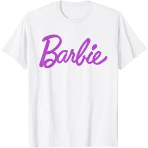 imageBarbie  Classic Script Purple Logo TShirtWhite