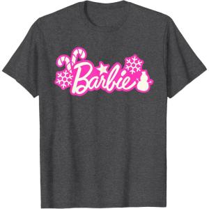 imageBarbie Festive Cutouts Logo TShirtDark Heather Grey