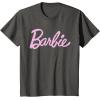 imageBarbie  Classic Script Light Pink Logo TShirtAsphalt Grey