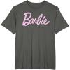 imageBarbie  Classic Script Light Pink Logo TShirtAsphalt Grey