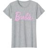 imageBarbie  Classic Script Light Pink Logo TShirtHeather Grey